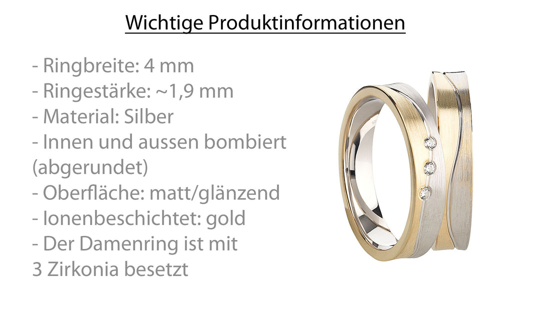 Freundschaftsringe aus 925 Silber mit Zirkonia ink.  Gravur | SR1070