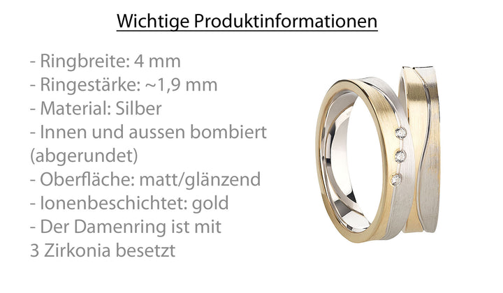 Freundschaftsringe aus 925 Silber mit Zirkonia ink.  Gravur | SR1070