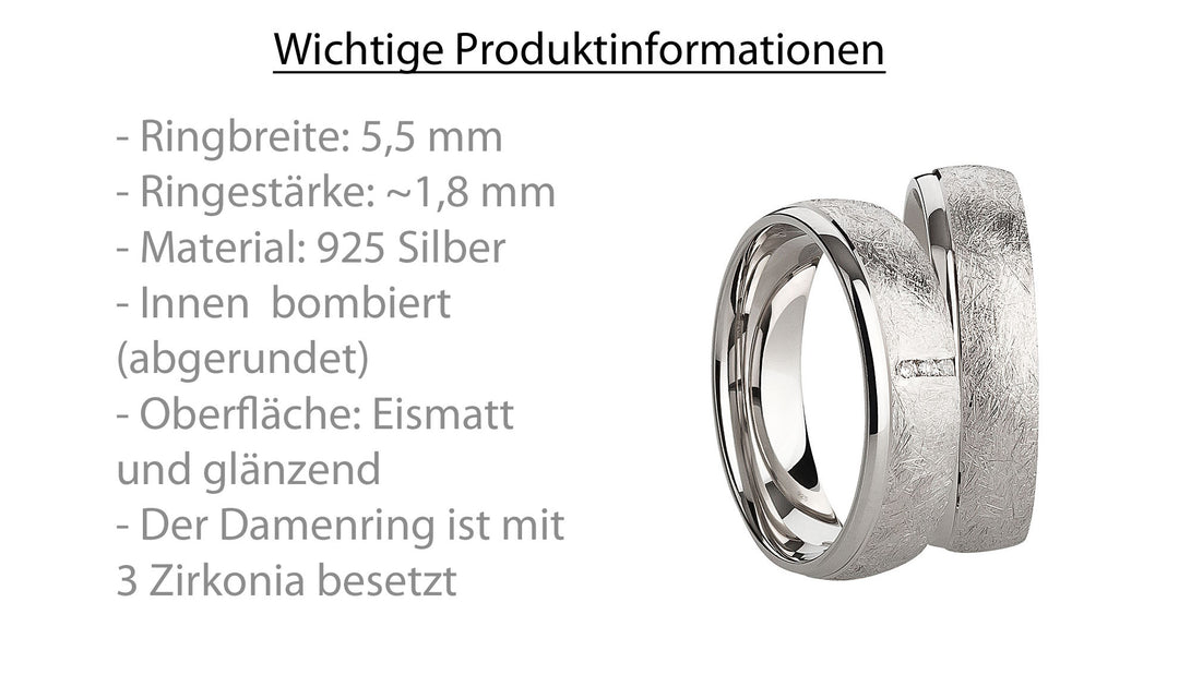 Freundschaftsringe aus 925 Silber mit Zirkonia ink.  Gravur | SR1072