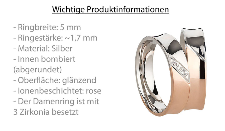 Freundschaftsringe aus 925 Silber mit Zirkonia ink.  Gravur SR1074