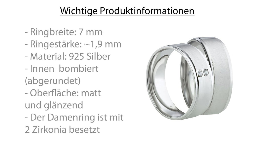 Freundschaftsringe aus 925 Silber mit Zirkonia ink.  Gravur | SR 4