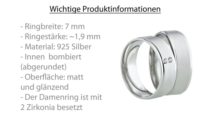 Freundschaftsringe aus 925 Silber mit Zirkonia ink.  Gravur | SR 4