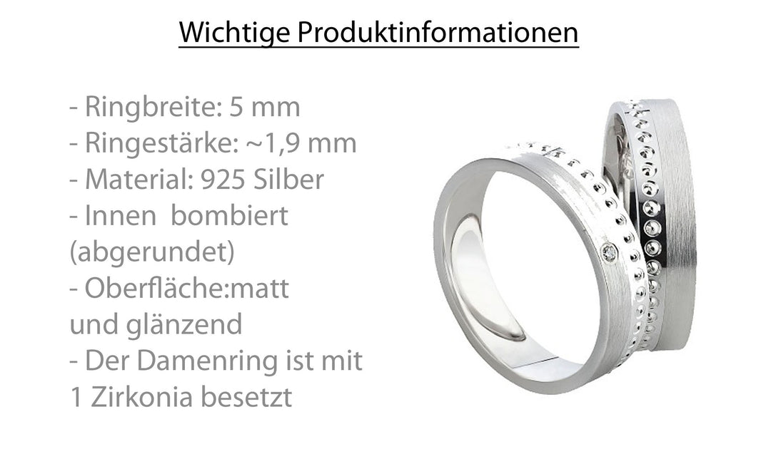 Freundschaftsringe aus 925 Silber mit Zirkonia ink.  Gravur SR86