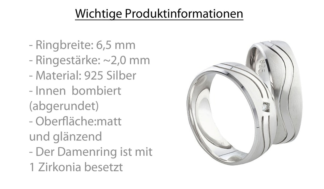 Freundschaftsringe aus 925 Silber mit Zirkonia ink.  Gravur SR92