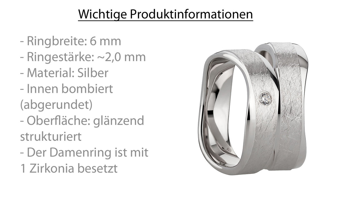 Freundschaftsringe aus 925 Silber mit Zirkonia ink.  Gravur SR984