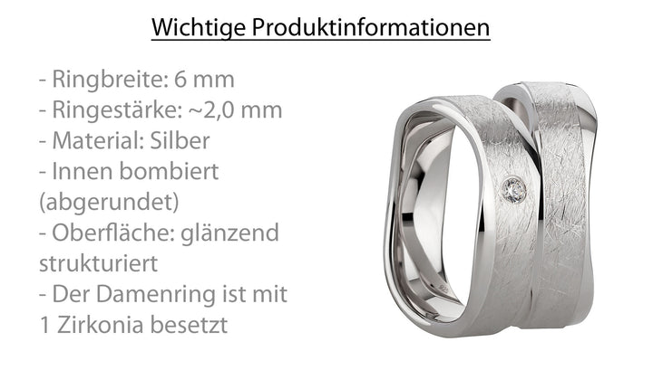 Freundschaftsringe aus 925 Silber mit Zirkonia ink.  Gravur SR984