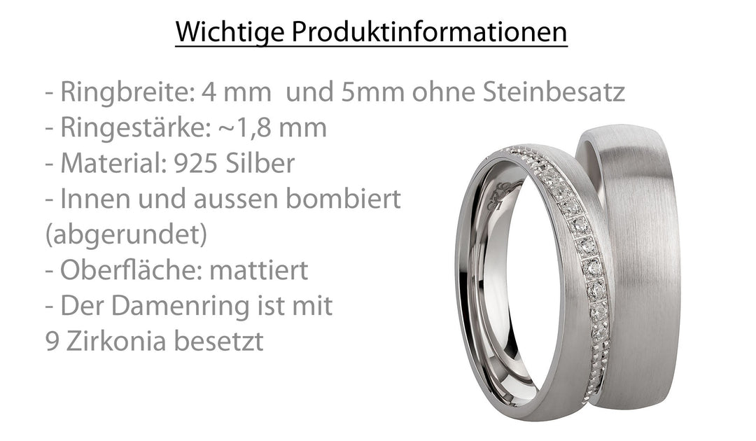 Freundschaftsringe aus 925 Silber mit Zirkonia ink.  Gravur SR988