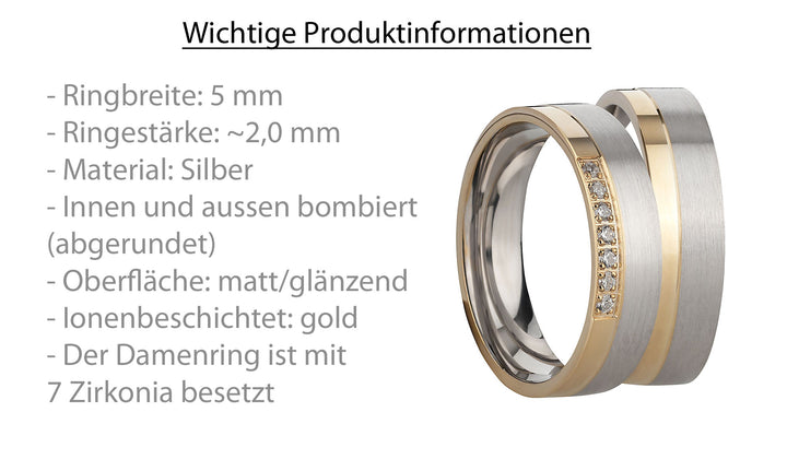 Freundschaftsringe aus 925 Silber mit Zirkonia ink.  Gravur SR992