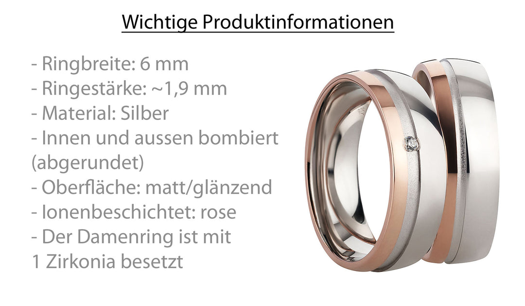 Freundschaftsringe aus 925 Silber mit Zirkonia ink.  Gravur SR994