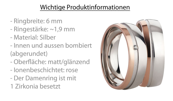 Freundschaftsringe aus 925 Silber mit Zirkonia ink.  Gravur SR994