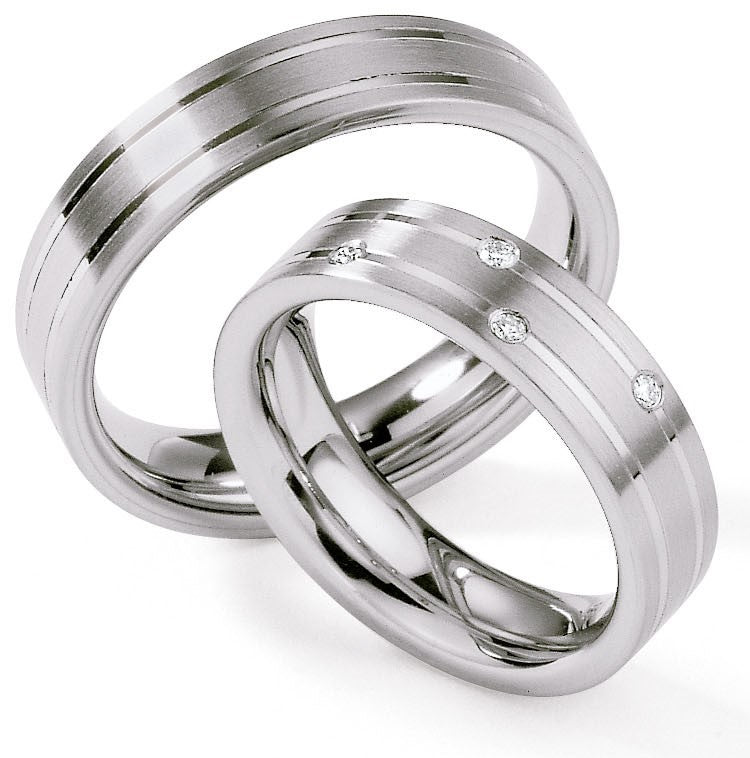 Hochzeitsringe Edelstahl mit Diamant ink. Garantie und Gravur 88-01260