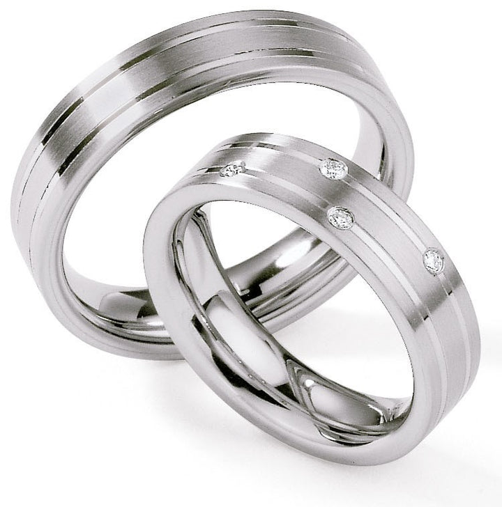 Hochzeitsringe Edelstahl mit Diamant ink. Garantie und Gravur 88-01260