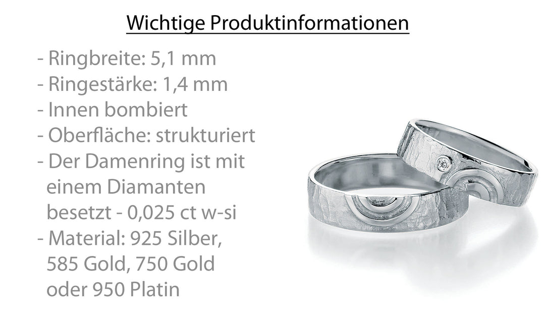 Symbolringe Spirale - Eheringe aus Silber, Gold oder Platin mit Diamant ink. Garantie und Gravur 66-51110 Spirale
