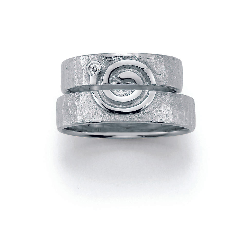 Symbolringe Spirale - Eheringe aus Silber, Gold oder Platin mit Diamant ink. Garantie und Gravur 66-51110 Spirale