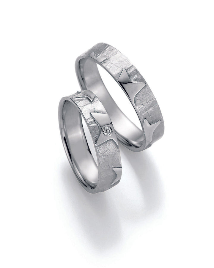 Symbolringe Star - Eheringe aus Silber, Gold oder Platin mit Diamant ink. Garantie und Gravur 66-51130 Star