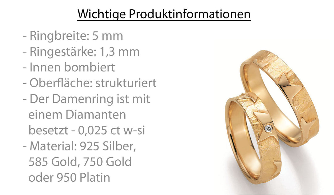 Symbolringe Star - Eheringe aus Silber, Gold oder Platin mit Diamant ink. Garantie und Gravur 66-51130 Star