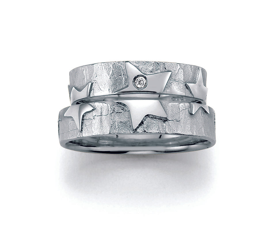 Symbolringe Star - Eheringe aus Silber, Gold oder Platin mit Diamant ink. Garantie und Gravur 66-51130 Star