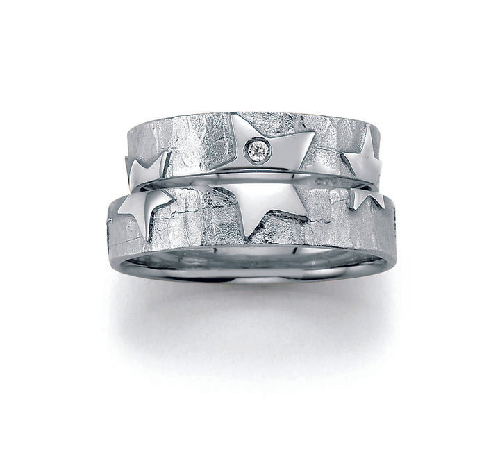 Symbolringe Star - Eheringe aus Silber, Gold oder Platin mit Diamant ink. Garantie und Gravur 66-51130 Star