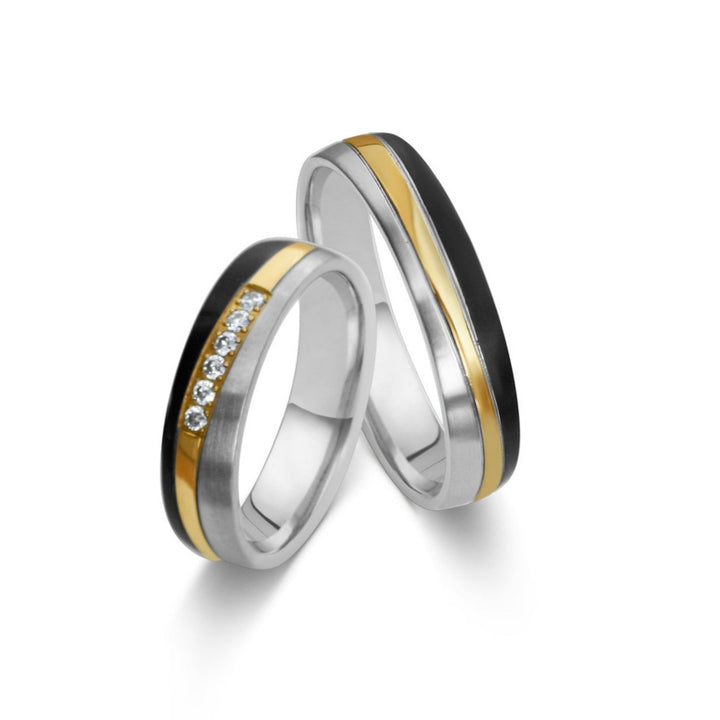 Ehe - Freundschaftsringe aus Edelstahl mit Zirkonia ink.  Gravur | AB 4786