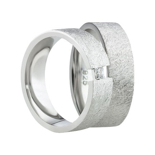 Partnerringe aus 925 Silber mit Zirkonia ink.  Gravur SR34