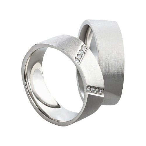 Partnerringe aus 925 Silber mit Zirkonia ink.  Gravur SR38