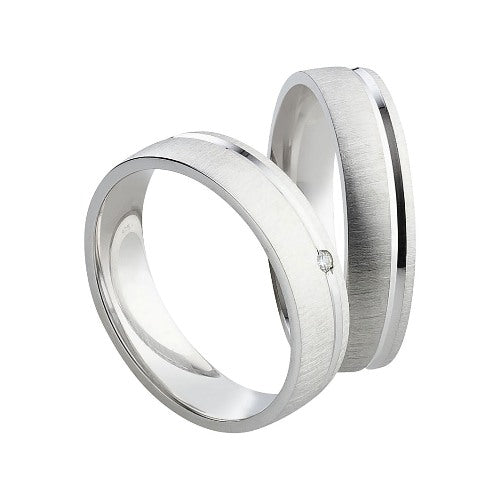 Partnerringe aus 925 Silber mit Zirkonia ink.  Gravur SR76