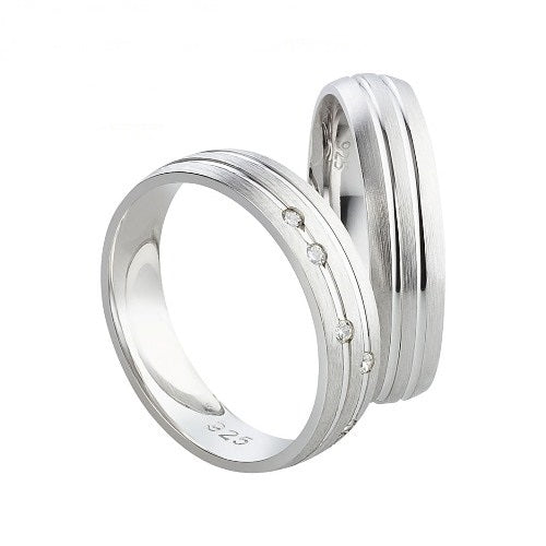 Partnerringe aus 925 Silber mit Zirkonia ink.  Gravur SR78