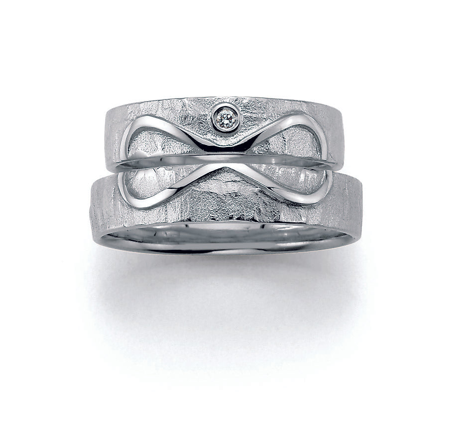 Symbolringe Unendlichkeit - Eheringe aus Silber, Gold oder Platin mit Diamant ink. Garantie und Gravur 66-51170 Infinity