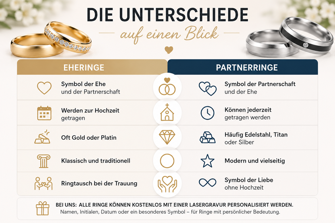Eheringe oder Partnerringe – Wo liegt der Unterschied?