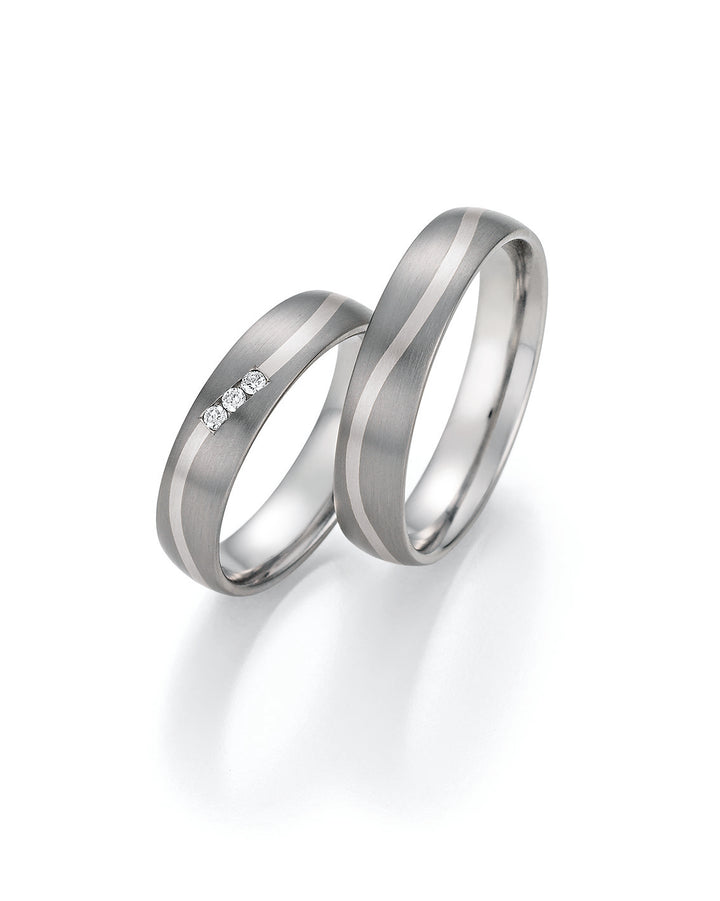 Hochzeitsringe Gold585 und Titan mit Diamant ink. Garantie und Gravur 78-10010