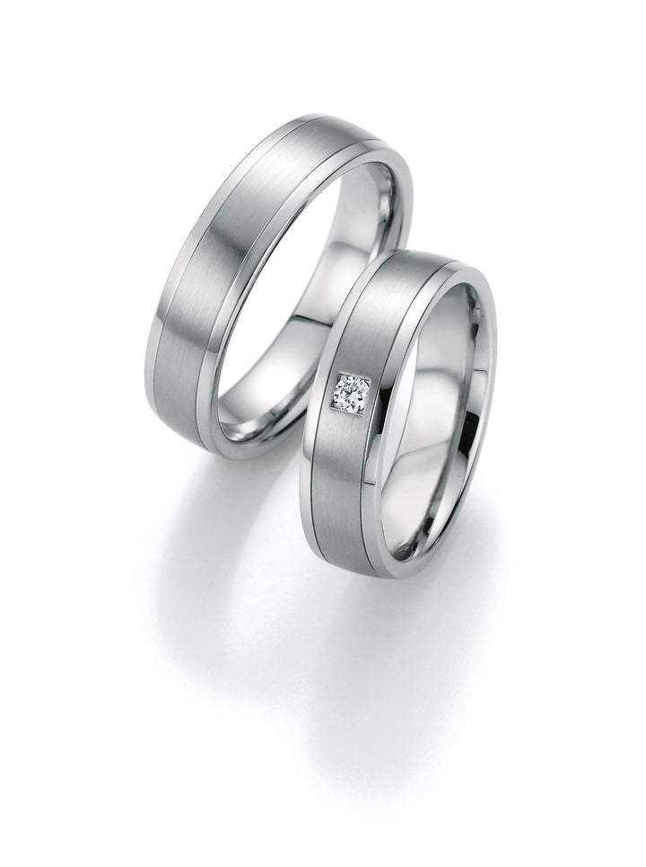 Eheringe Edelstahl mit Diamant ink. Garantie und Gravur 88-20030