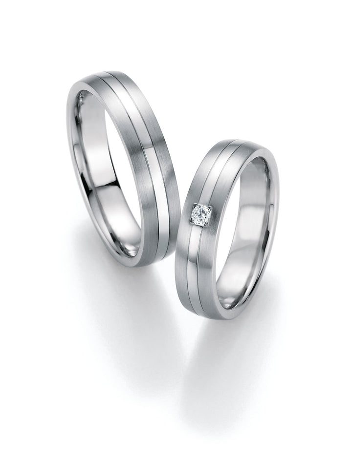 Trauringe Edelstahl mit Diamant ink. Garantie und Gravur 88-20130