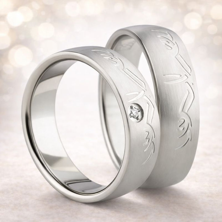 Titan Partnerringe mit Zirkonia – TitanLeaf | Modell AB 1576