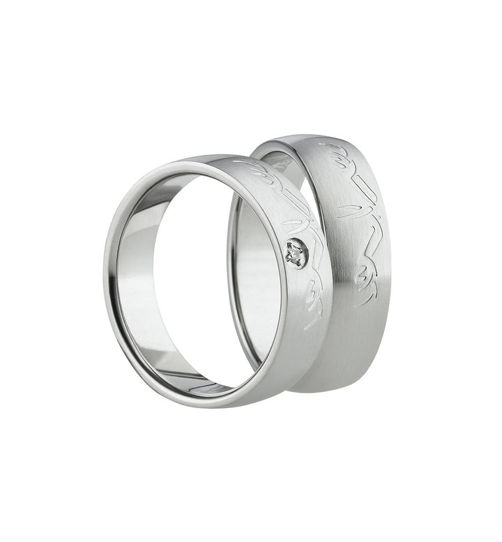 Titan Partnerringe mit Zirkonia – TitanLeaf | Modell AB 1576