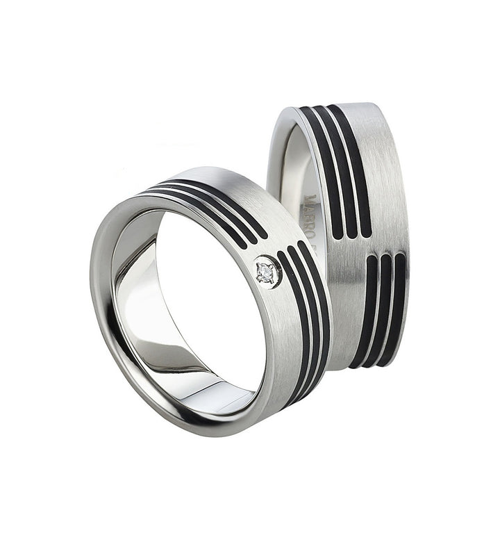 Eheringe & Partnerringe „STRIA“ aus Titan mit Zirkonia inkl. Gravur | AB 1578