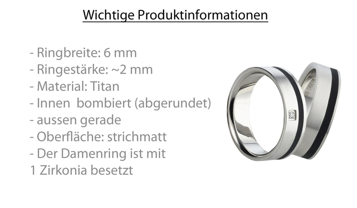 Partnerringe Titan – TitanShadow 6 mit Zirkonia | Modell AB1580