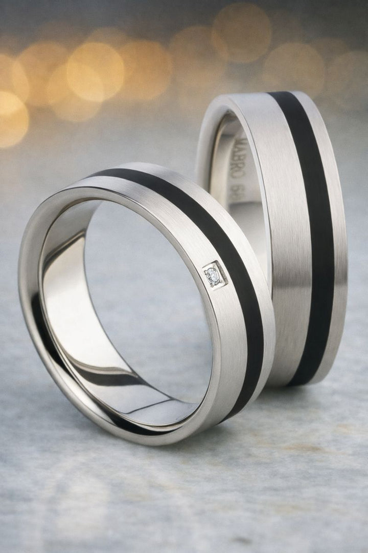 Partnerringe Titan – TitanShadow 6 mit Zirkonia | Modell AB1580