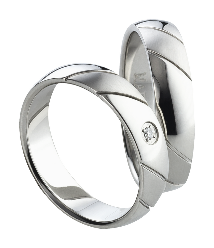 Eheringe & Partnerringe „CROSSIA“ aus Titan mit Zirkonia  inkl. Gravur | AB 1582