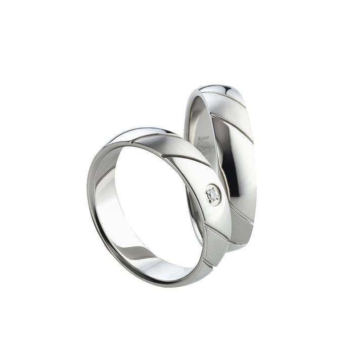 Eheringe & Partnerringe „CROSSIA“ aus Titan mit Zirkonia  inkl. Gravur | AB 1582