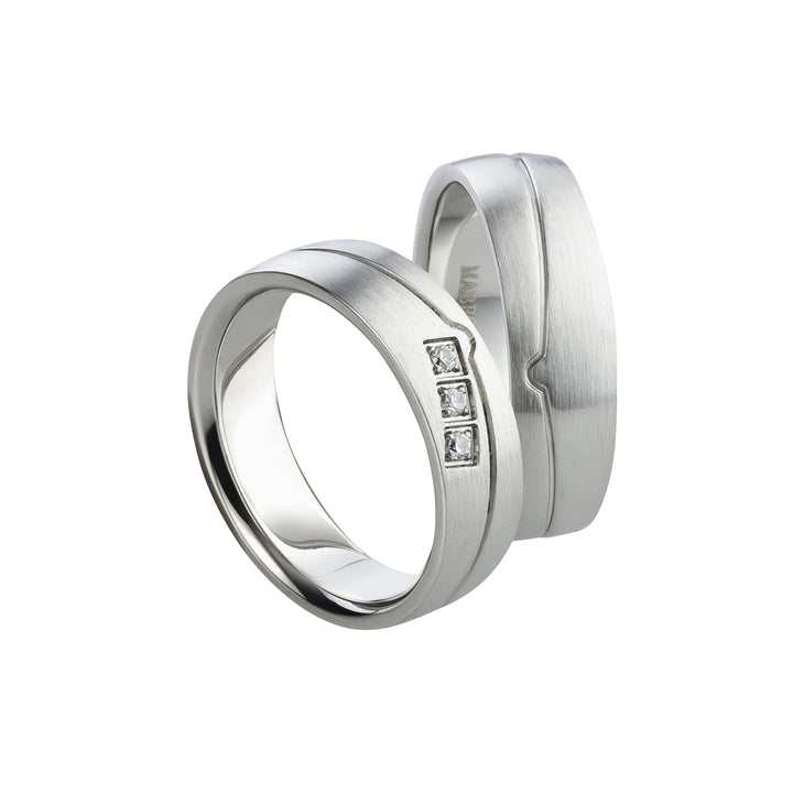 Eheringe & Partnerringe „TRINIA“ aus Titan mit Zirkonia  inkl. Gravur | AB 1584