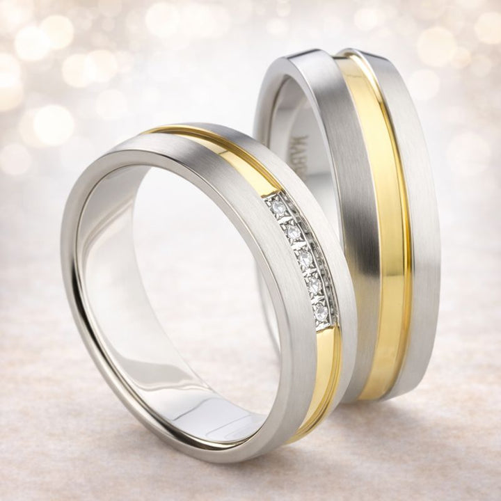 Eheringe & Partnerringe „AUREVE“ aus Titan mit Zirkonia  inkl. Gravur | AB 1588