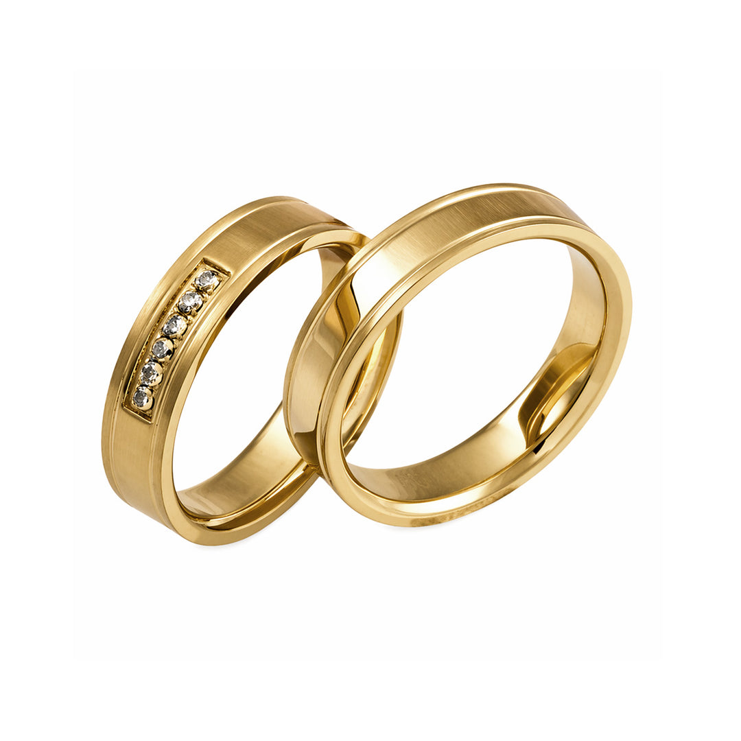 Eheringe & Partnerringe „AURONIX“ aus Edelstahl 316L mit hochwertiger PVD-Goldbeschichtung | AB 1872