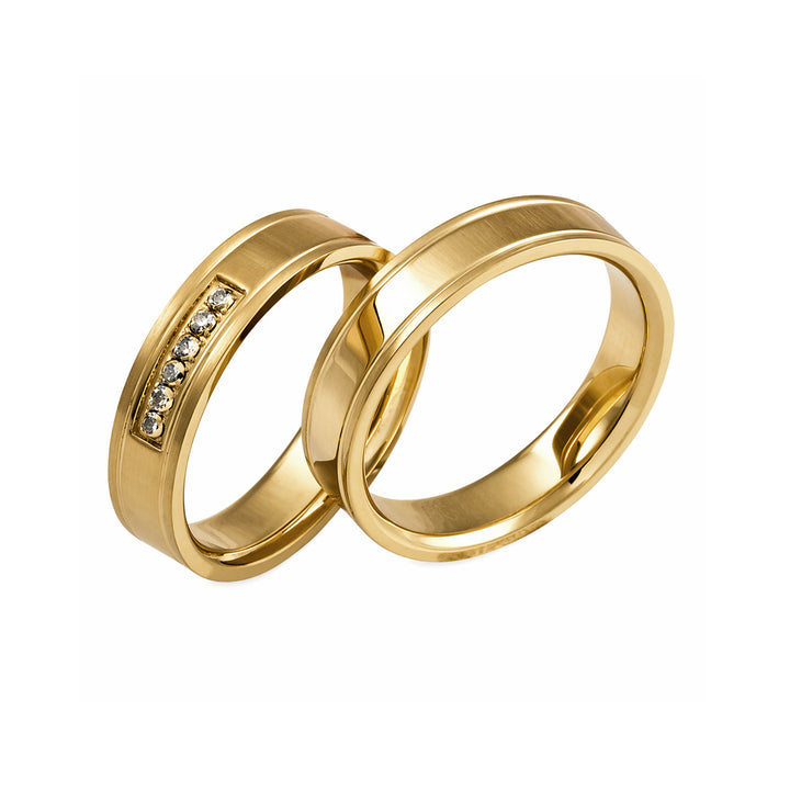 Eheringe & Partnerringe „AURONIX“ aus Edelstahl 316L mit hochwertiger PVD-Goldbeschichtung | AB 1872