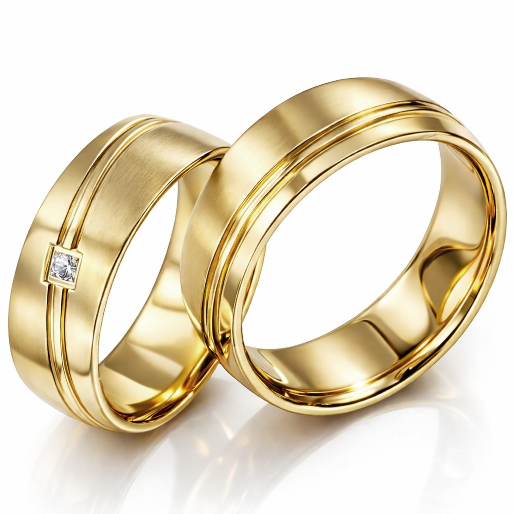 Eheringe & Partnerringe „AUREXIS“ aus Edelstahl 316L mit hochwertiger PVD-Goldbeschichtung | AB 1880