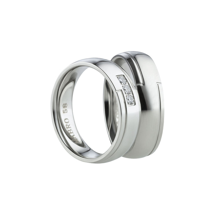 Angebot Eheringe & Partnerringe „TRILIA“ aus Edelstahl 316L mit Zirkonia  inkl. Gravur | AB 2006