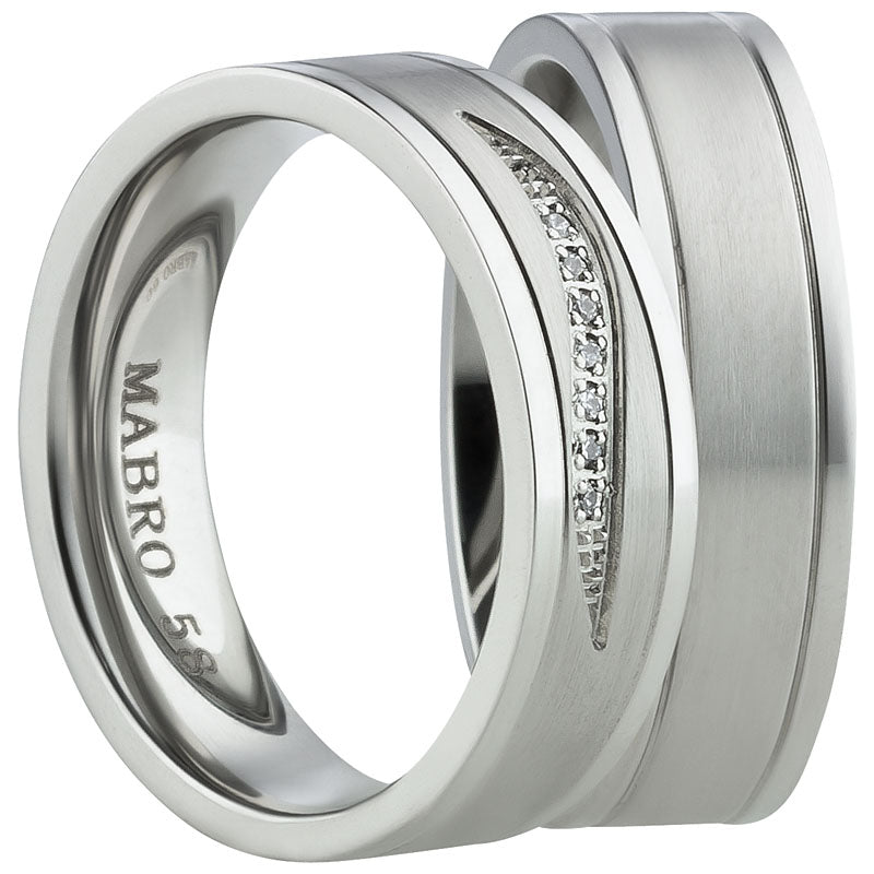 Angebot Eheringe & Partnerringe „SEVENA“ aus Edelstahl 316L mit Zirkonia inkl. Gravur | AB 2010