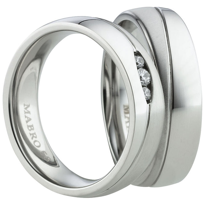 Angebot Eheringe & Partnerringe  aus Edelstahl 316L mit Zirkonia  inkl. Gravur | AB 2012