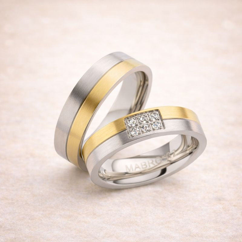 Eheringe & Partnerringe „AURION“ aus Edelstahl 316L mit Zirkonia ab Größe 48  | AB 2036