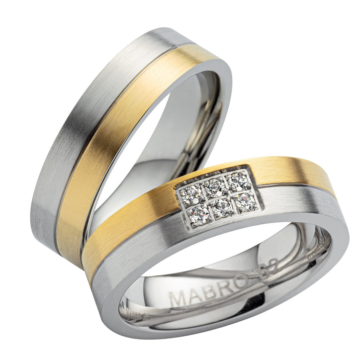 Eheringe & Partnerringe „AURION“ aus Edelstahl 316L mit Zirkonia ab Größe 48  | AB 2036