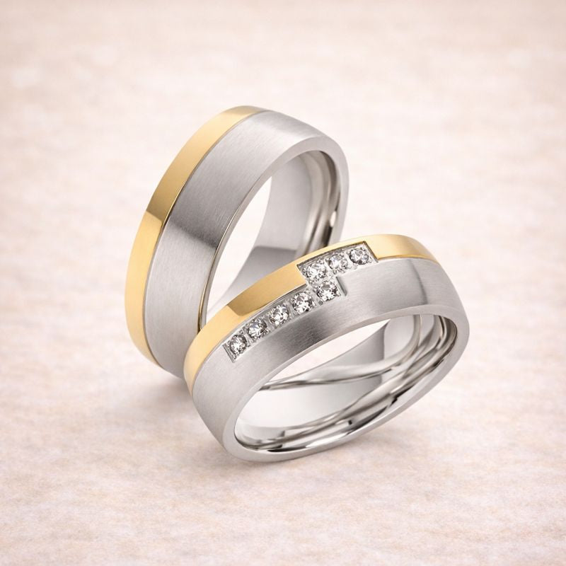 Eheringe & Partnerringe „SOLVARA“ aus Edelstahl 316L mit Zirkonia | AB 2038